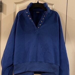 Stylish Blue Snap-Button Women's Hoodie